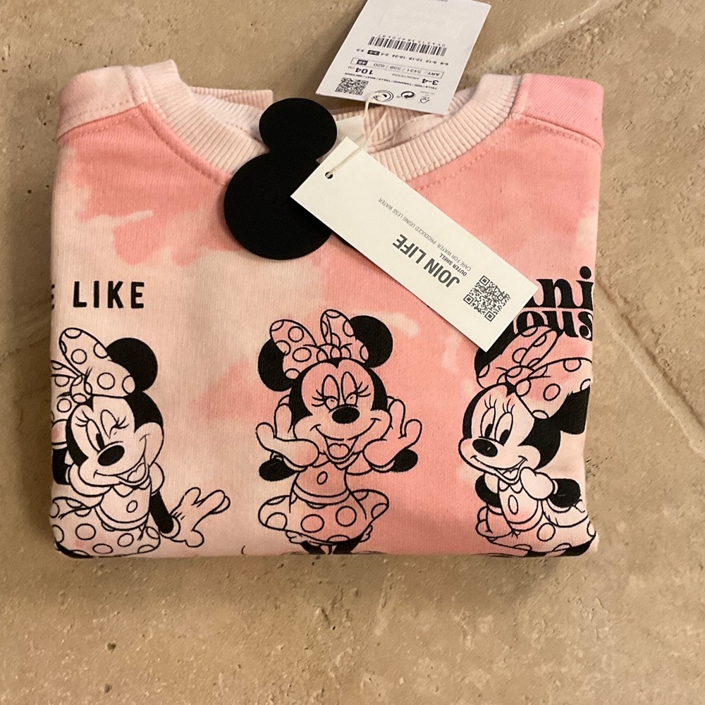 Zara Pink Tie Dye Minnie Mouse Sweatshirt and Leggings